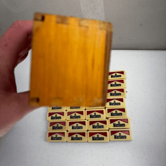 Vintage Marlboro Dominos In Wood Box Set Tobacco Tobacciana Advertising - Picture 4 of 9